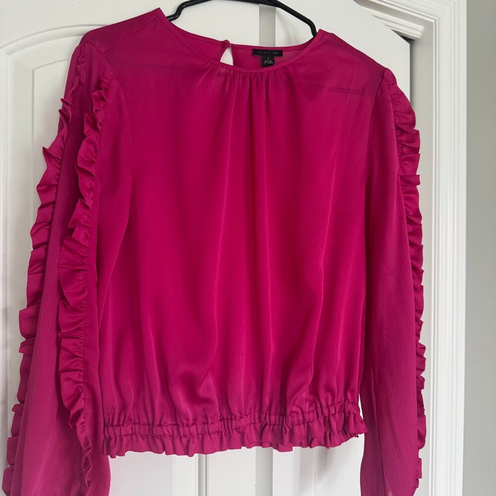 Like New Ann Taylor Hot Pink Blouse Size Small